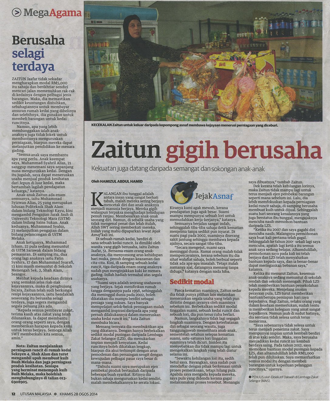 ZAITUN GIGIH BERUSAHA - Lembaga Zakat Selangor