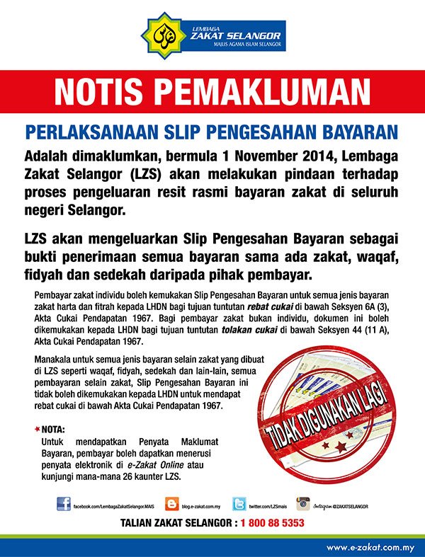 Slip Pengesahan Bayaran Zakat - Lembaga Zakat Selangor