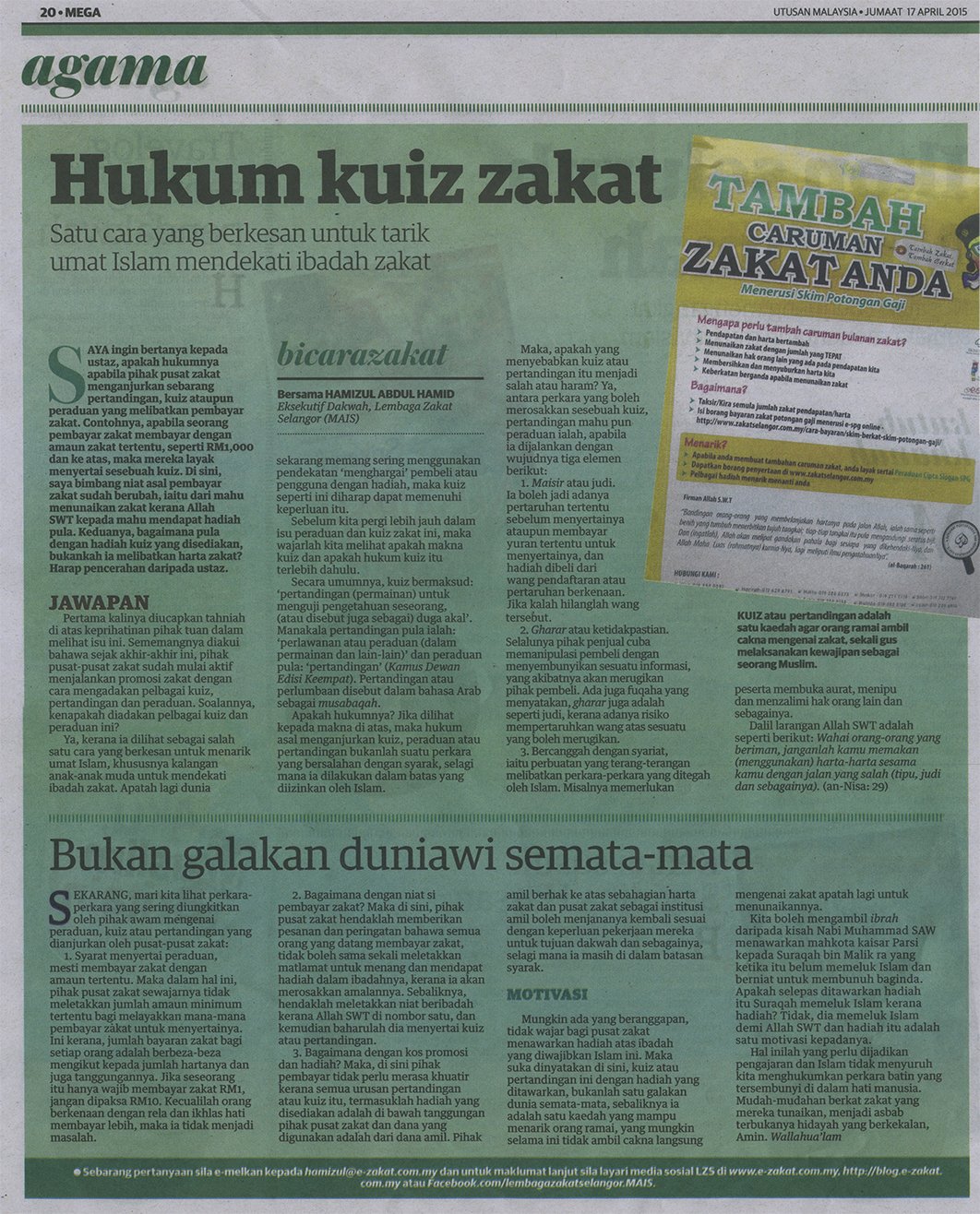 HUKUM KUIZ ZAKAT - Lembaga Zakat Selangor