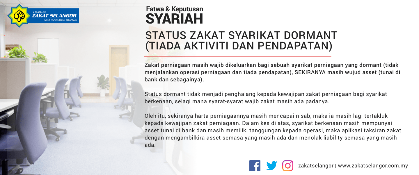 Status Zakat Syarikat Dormant (Tiada Aktiviti dan 